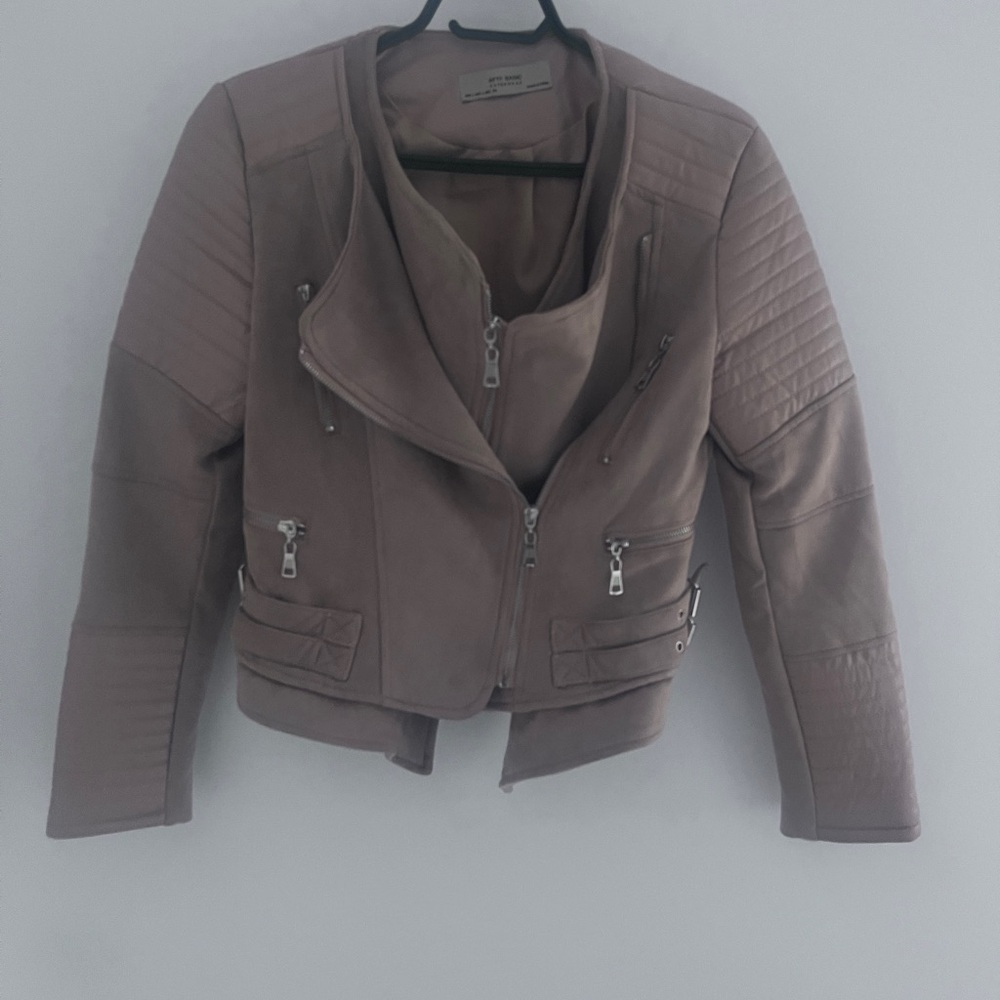 Zara Taupe faux Suede Biker Jacket size large